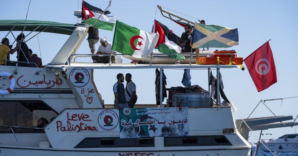 A ship in Global Sumud Flotilla 2.0 sailed toward Gaza coasts and intercepted by Israeli naval on 18 May 2026 (Photo/X/Bruno Rodriguez)